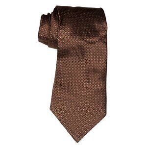 Preswick & Moore Silk Tie - Dark Academia Bronze Brown Geometric Vintage Necktie